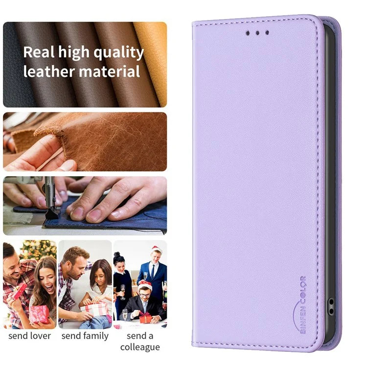 BINFEN COLOR BF18 For Xiaomi Redmi 13 4G / Poco M6 4G Case Leather Phone Cover Magnetic Close
