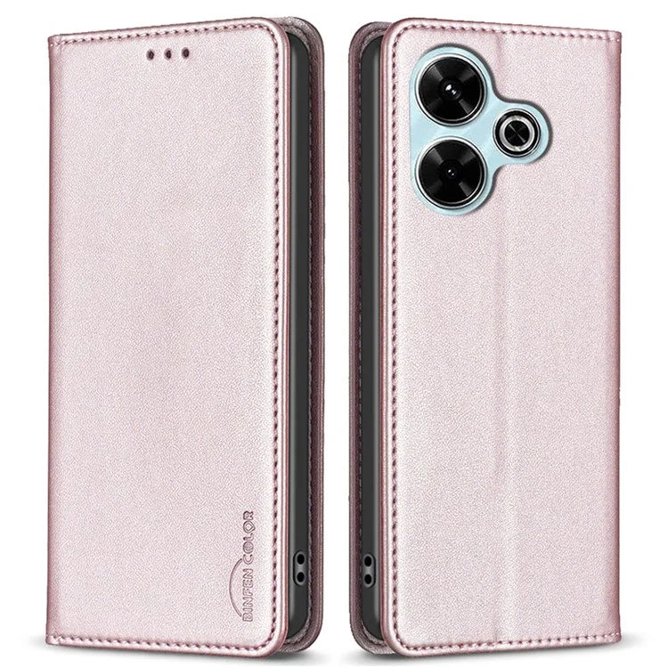 BINFEN COLOR BF18 For Xiaomi Redmi 13 4G / Poco M6 4G Case Leather Phone Cover Magnetic Close