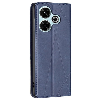 For Xiaomi Redmi 13 4G / Poco M6 4G Case PU Leather Phone Cover Rhombus Shockproof Flip