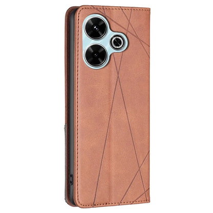 For Xiaomi Redmi 13 4G / Poco M6 4G Case PU Leather Phone Cover Rhombus Shockproof Flip