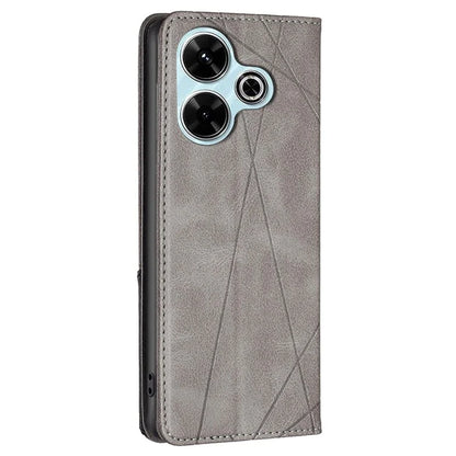 For Xiaomi Redmi 13 4G / Poco M6 4G Case PU Leather Phone Cover Rhombus Shockproof Flip