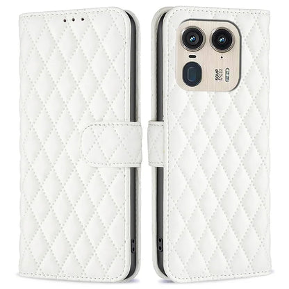 BINFEN COLOR BF Style-14 For Motorola Edge 50 Ultra 5G / Moto X50 Ultra 5G Case Rhombus Grid Folio Leather Cell Phone Cover