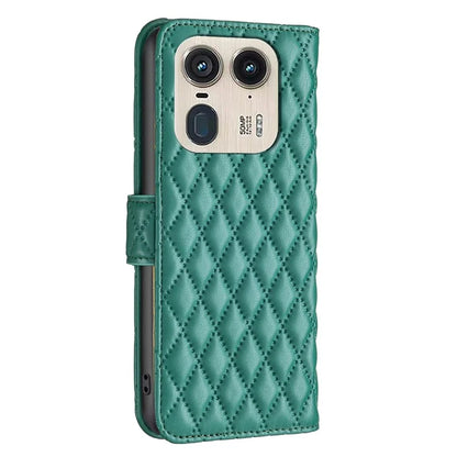 BINFEN COLOR BF Style-14 For Motorola Edge 50 Ultra 5G / Moto X50 Ultra 5G Case Rhombus Grid Folio Leather Cell Phone Cover