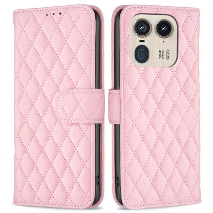 BINFEN COLOR BF Style-14 For Motorola Edge 50 Ultra 5G / Moto X50 Ultra 5G Case Rhombus Grid Folio Leather Cell Phone Cover
