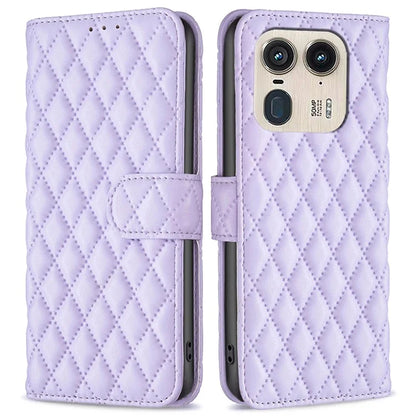 BINFEN COLOR BF Style-14 For Motorola Edge 50 Ultra 5G / Moto X50 Ultra 5G Case Rhombus Grid Folio Leather Cell Phone Cover