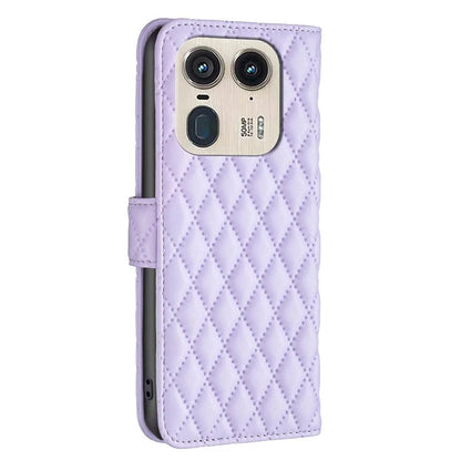 BINFEN COLOR BF Style-14 For Motorola Edge 50 Ultra 5G / Moto X50 Ultra 5G Case Rhombus Grid Folio Leather Cell Phone Cover