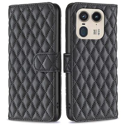 BINFEN COLOR BF Style-14 For Motorola Edge 50 Ultra 5G / Moto X50 Ultra 5G Case Rhombus Grid Folio Leather Cell Phone Cover