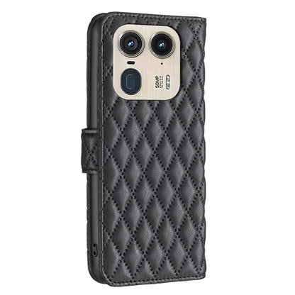 BINFEN COLOR BF Style-14 For Motorola Edge 50 Ultra 5G / Moto X50 Ultra 5G Case Rhombus Grid Folio Leather Cell Phone Cover