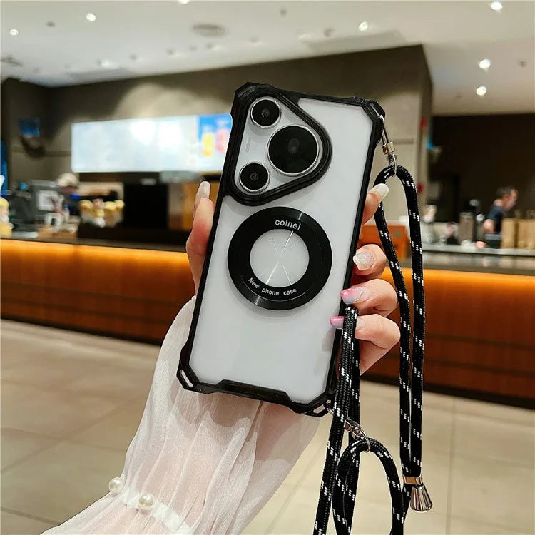 For Huawei Pura 70 Pro / 70 Pro+ Magnetic Case Glass Camera Lid Kickstand TPU+Acrylic Phone Cover