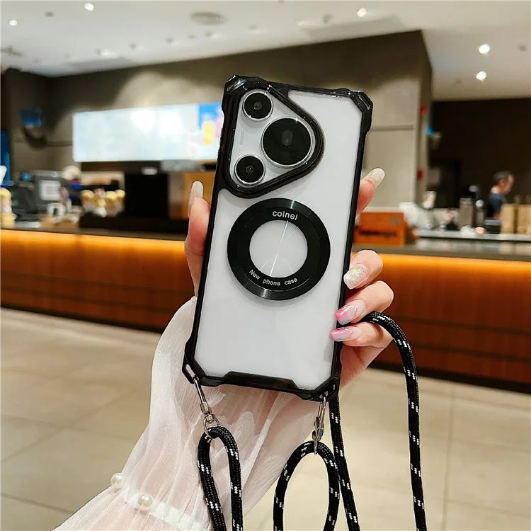 For Huawei Pura 70 Pro / 70 Pro+ Magnetic Case Glass Camera Lid Kickstand TPU+Acrylic Phone Cover