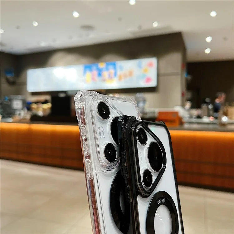 For Huawei Pura 70 Pro / 70 Pro+ Magnetic Case Glass Camera Lid Kickstand TPU+Acrylic Phone Cover