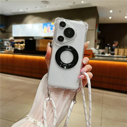 For Huawei Pura 70 Pro / 70 Pro+ Magnetic Case Glass Camera Lid Kickstand TPU+Acrylic Phone Cover