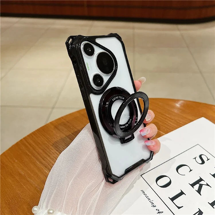 For Huawei Pura 70 Pro / Pura 70 Pro+ Case TPU+Acrylic Phone Cover with Magnetic Ring Kickstand