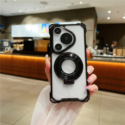 For Huawei Pura 70 Pro / Pura 70 Pro+ Case TPU+Acrylic Phone Cover with Magnetic Ring Kickstand