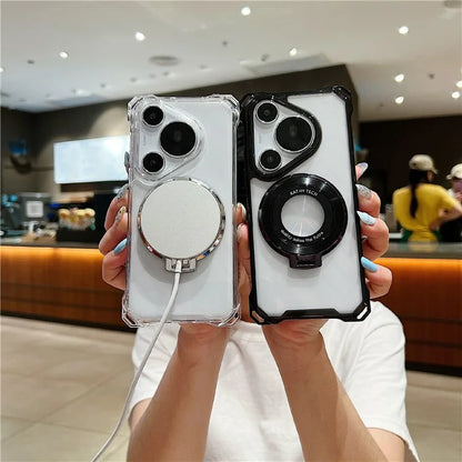 For Huawei Pura 70 Pro / Pura 70 Pro+ Case TPU+Acrylic Phone Cover with Magnetic Ring Kickstand