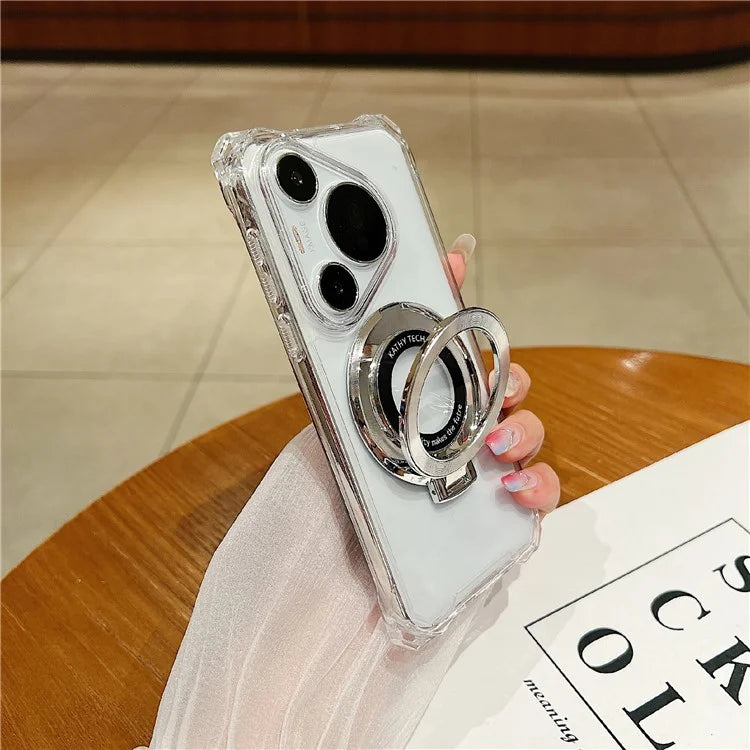 For Huawei Pura 70 Pro / Pura 70 Pro+ Case TPU+Acrylic Phone Cover with Magnetic Ring Kickstand