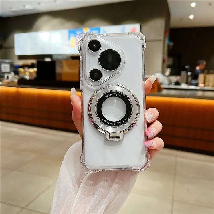 For Huawei Pura 70 Pro / Pura 70 Pro+ Case TPU+Acrylic Phone Cover with Magnetic Ring Kickstand