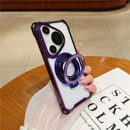 For Huawei Pura 70 Pro / Pura 70 Pro+ Case TPU+Acrylic Phone Cover with Magnetic Ring Kickstand