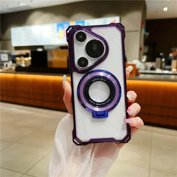 For Huawei Pura 70 Pro / Pura 70 Pro+ Case TPU+Acrylic Phone Cover with Magnetic Ring Kickstand