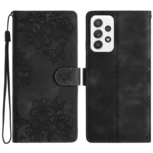 For Samsung Galaxy A33 5G Case Sakura Butterfly Pattern Leather Wallet Mobile Phone Cover