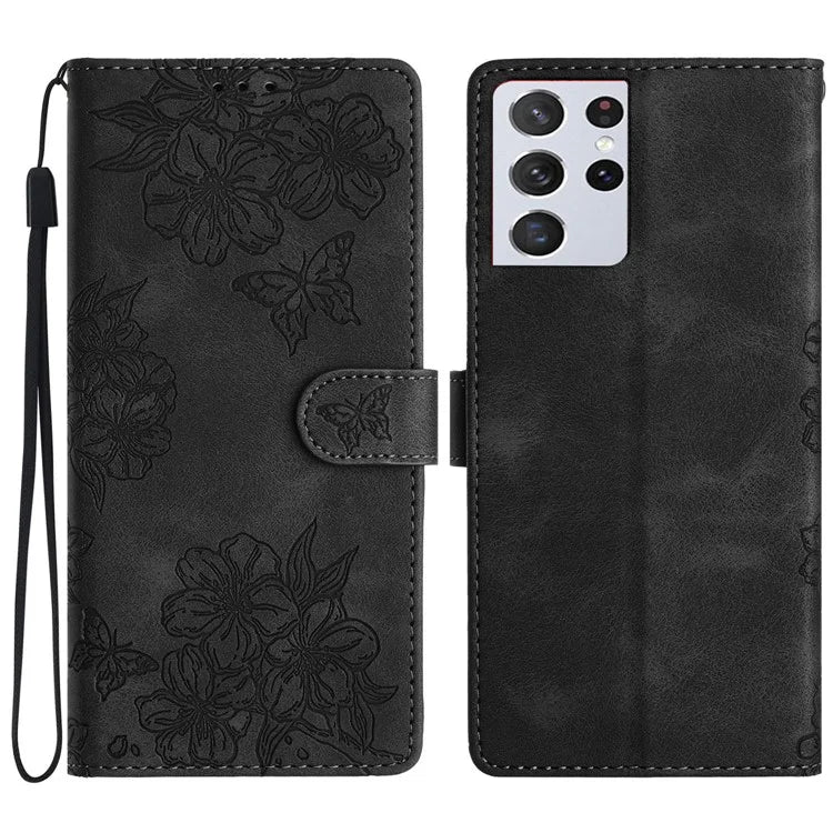 For Samsung Galaxy S21 Ultra 5G Wholesale Phone Shell PU Leather Imprinted Pattern Wallet Phone Cover