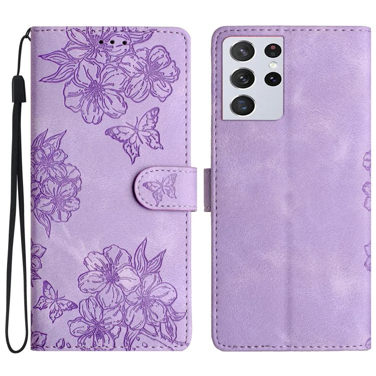 For Samsung Galaxy S21 Ultra 5G Wholesale Phone Shell PU Leather Imprinted Pattern Wallet Phone Cover