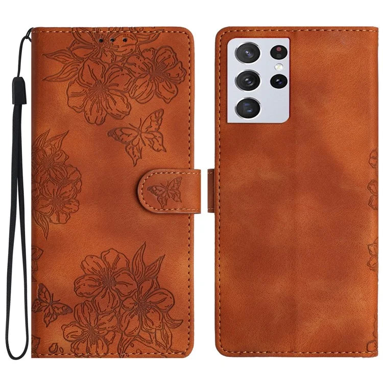 For Samsung Galaxy S21 Ultra 5G Wholesale Phone Shell PU Leather Imprinted Pattern Wallet Phone Cover