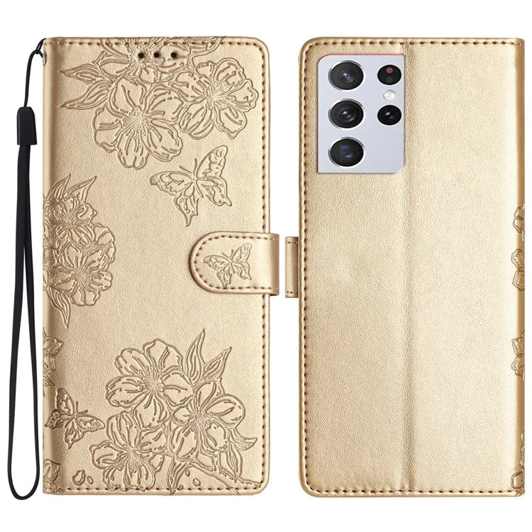 For Samsung Galaxy S21 Ultra 5G Wholesale Phone Shell PU Leather Imprinted Pattern Wallet Phone Cover