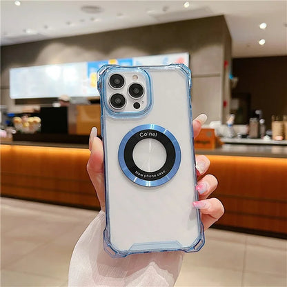 For iPhone 15 Pro Max Case Magnetic Shockproof PC+TPU Cell Phone Cover