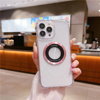 For iPhone 15 Pro Max Case Magnetic Shockproof PC+TPU Cell Phone Cover