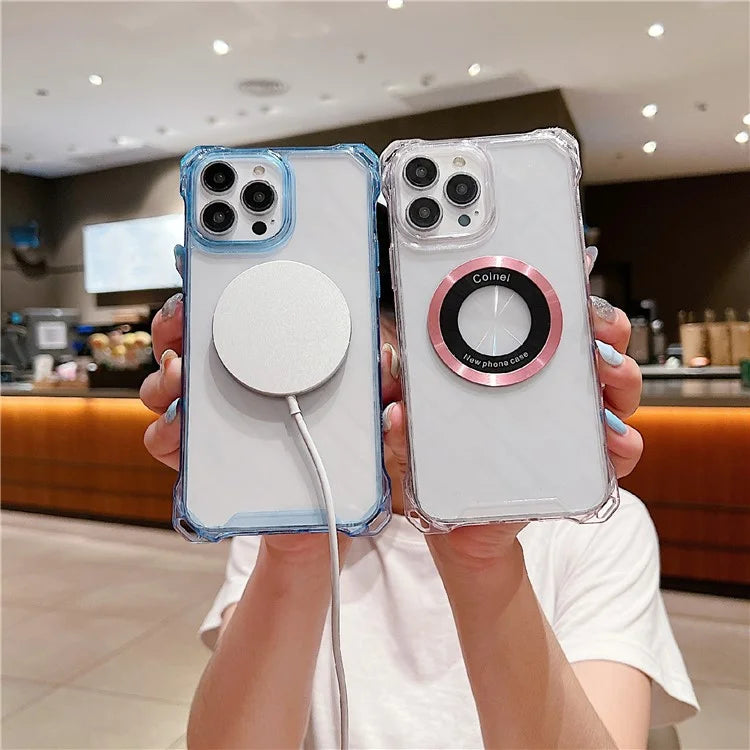 For iPhone 15 Pro Max Case Magnetic Shockproof PC+TPU Cell Phone Cover