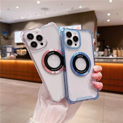 For iPhone 15 Pro Max Case Magnetic Shockproof PC+TPU Cell Phone Cover