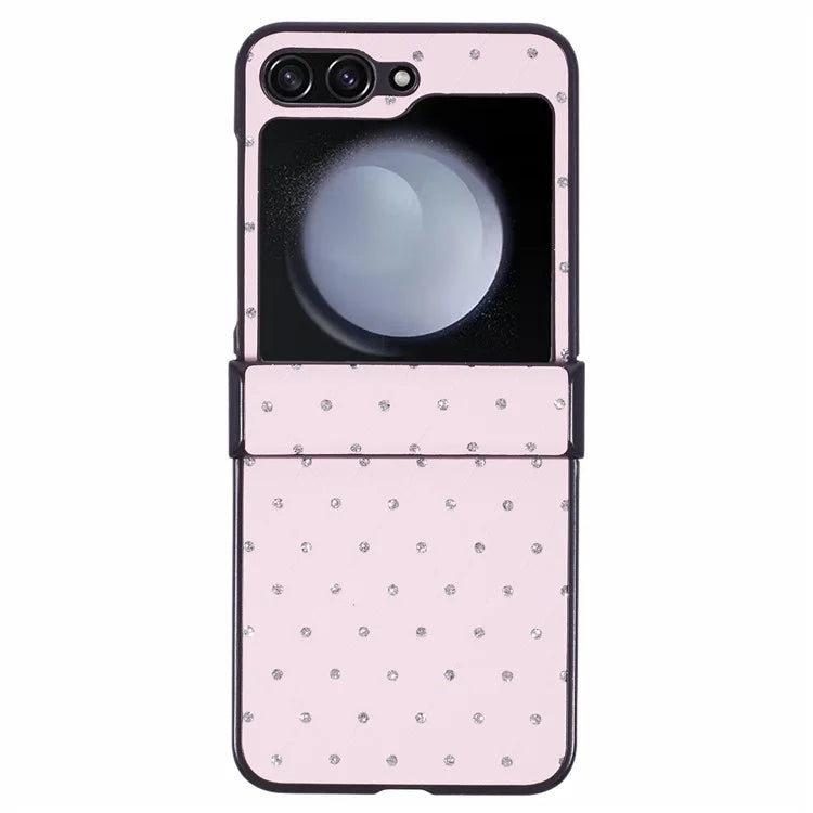 For Samsung Galaxy Z Flip5 5G Case Leather + PC Phone Cover Hinge Protection Rhinestone Decor