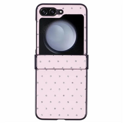 For Samsung Galaxy Z Flip5 5G Case Leather + PC Phone Cover Hinge Protection Rhinestone Decor