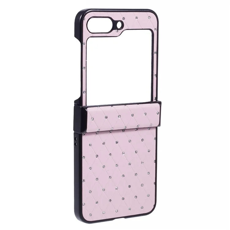 For Samsung Galaxy Z Flip5 5G Case Leather + PC Phone Cover Hinge Protection Rhinestone Decor