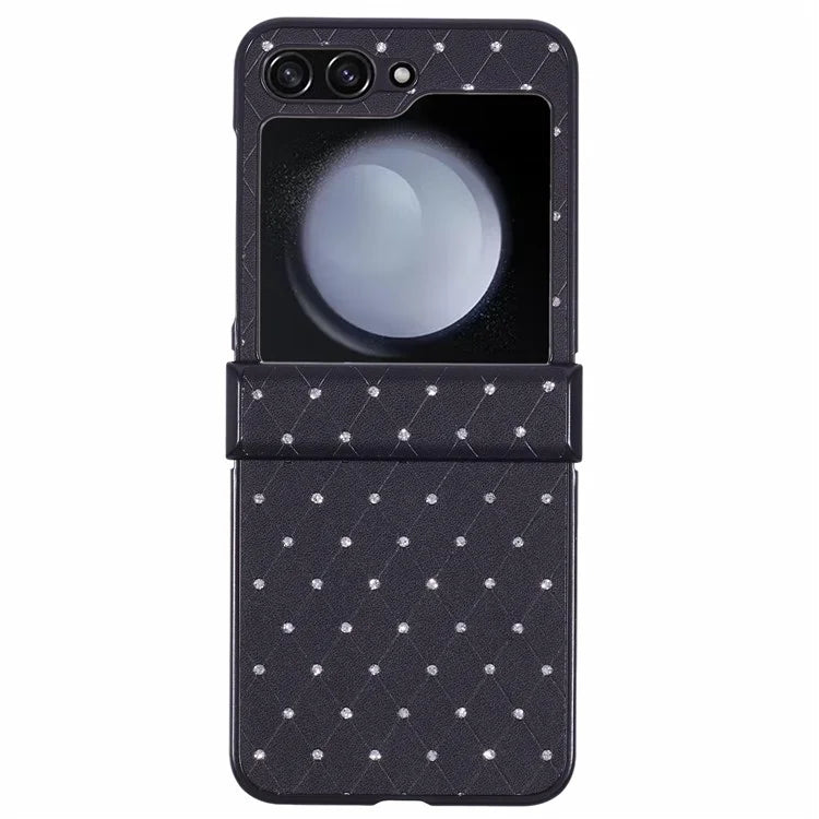 For Samsung Galaxy Z Flip5 5G Case Leather + PC Phone Cover Hinge Protection Rhinestone Decor