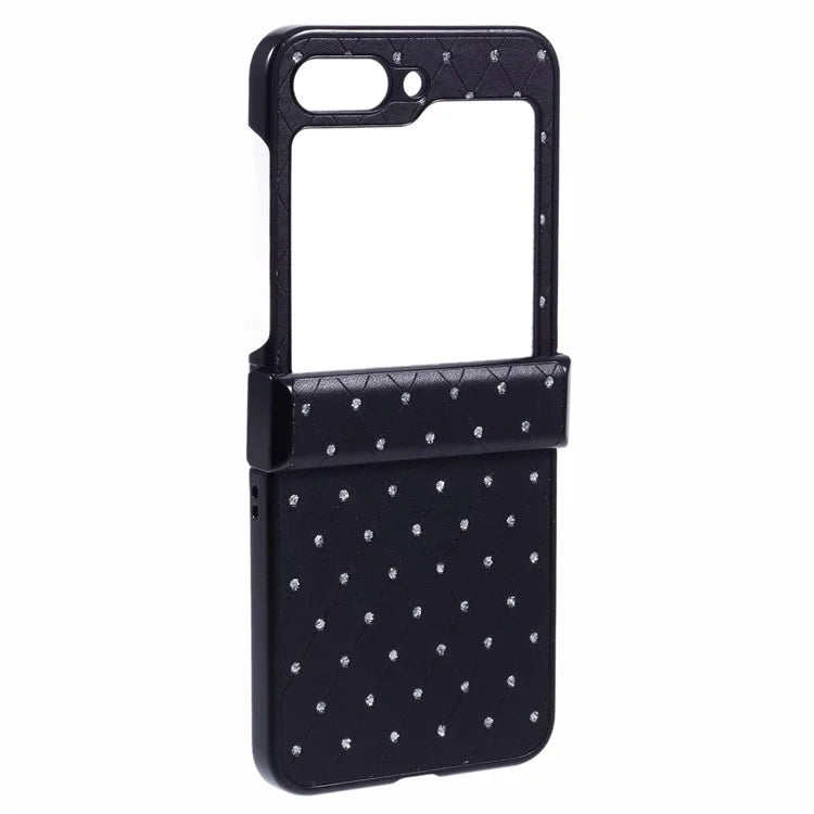 For Samsung Galaxy Z Flip5 5G Case Leather + PC Phone Cover Hinge Protection Rhinestone Decor