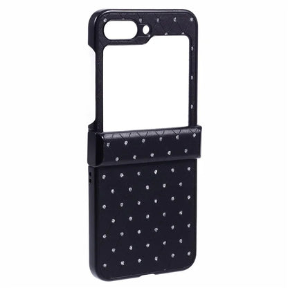 For Samsung Galaxy Z Flip5 5G Case Leather + PC Phone Cover Hinge Protection Rhinestone Decor