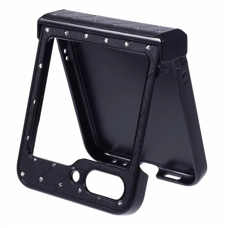 For Samsung Galaxy Z Flip5 5G Case Leather + PC Phone Cover Hinge Protection Rhinestone Decor
