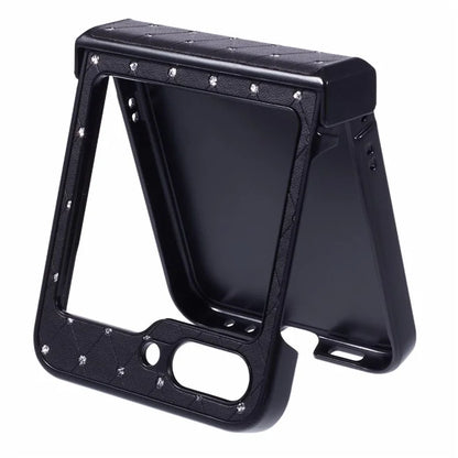 For Samsung Galaxy Z Flip5 5G Case Leather + PC Phone Cover Hinge Protection Rhinestone Decor