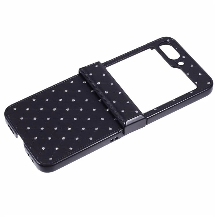 For Samsung Galaxy Z Flip5 5G Case Leather + PC Phone Cover Hinge Protection Rhinestone Decor