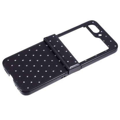 For Samsung Galaxy Z Flip5 5G Case Leather + PC Phone Cover Hinge Protection Rhinestone Decor