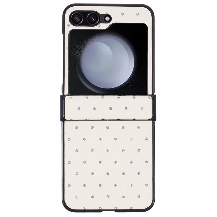 For Samsung Galaxy Z Flip5 5G Case Leather + PC Phone Cover Hinge Protection Rhinestone Decor