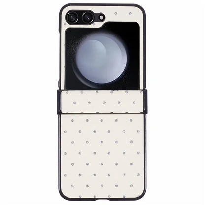 For Samsung Galaxy Z Flip5 5G Case Leather + PC Phone Cover Hinge Protection Rhinestone Decor