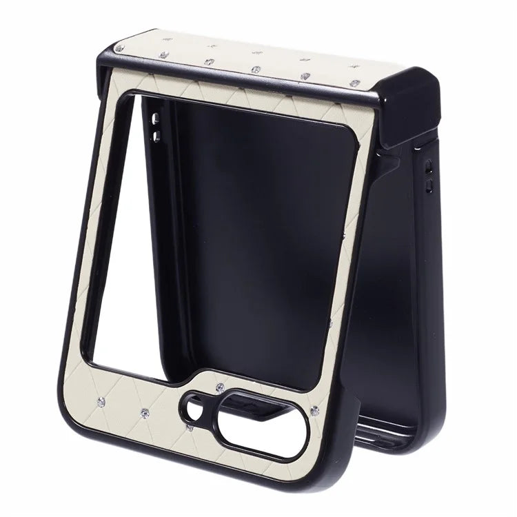 For Samsung Galaxy Z Flip5 5G Case Leather + PC Phone Cover Hinge Protection Rhinestone Decor