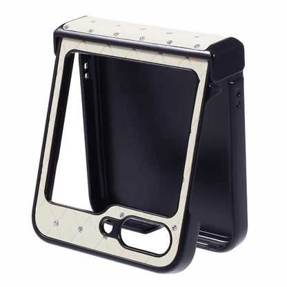 For Samsung Galaxy Z Flip5 5G Case Leather + PC Phone Cover Hinge Protection Rhinestone Decor