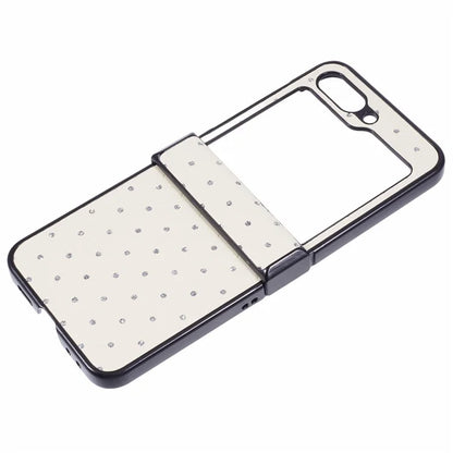 For Samsung Galaxy Z Flip5 5G Case Leather + PC Phone Cover Hinge Protection Rhinestone Decor