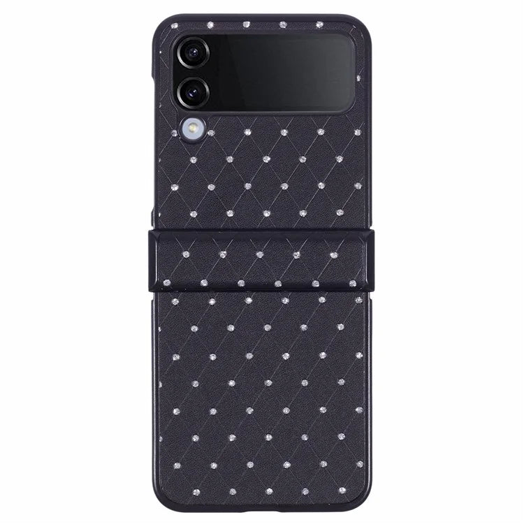 For Samsung Galaxy Z Flip4 5G Case Leather + PC Hinge Shockproof Phone Cover Bling Glitter Rhinestone