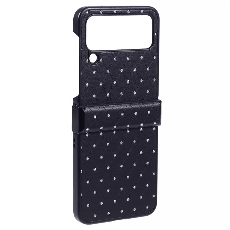 For Samsung Galaxy Z Flip4 5G Case Leather + PC Hinge Shockproof Phone Cover Bling Glitter Rhinestone