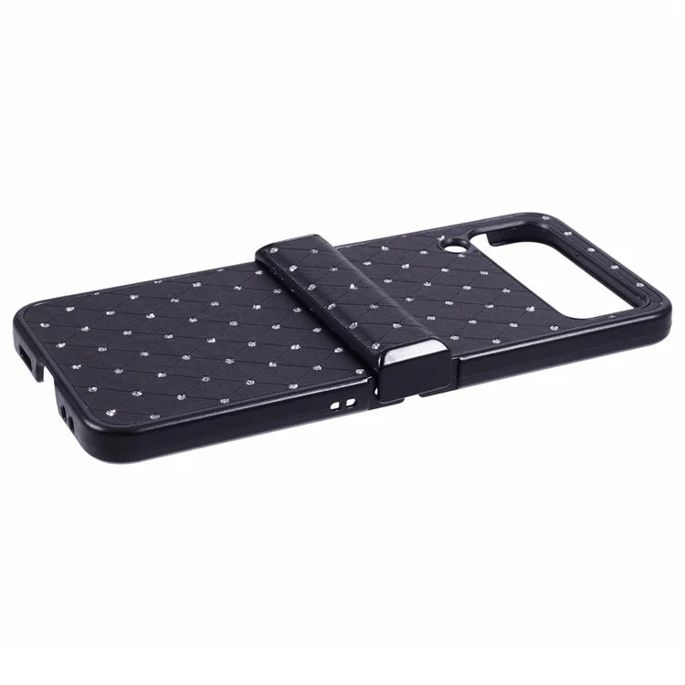 For Samsung Galaxy Z Flip4 5G Case Leather + PC Hinge Shockproof Phone Cover Bling Glitter Rhinestone